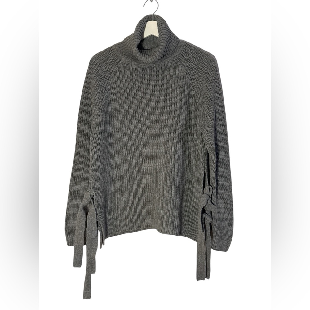 UGG Charcoal Turtleneck Sweater with Sleeve Ties